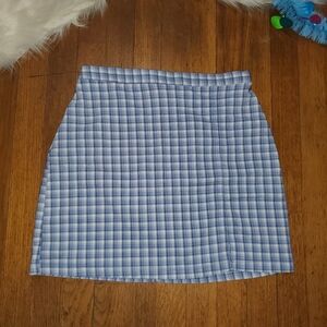 Hollister Blue and White Ultra High Rise Mini Skirt